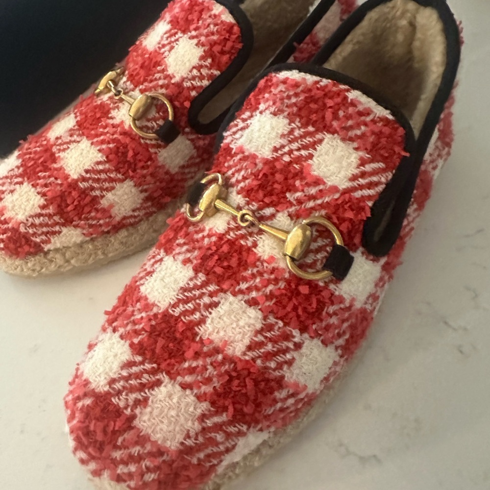 Gucci Vichy Tweed Loafers size 38